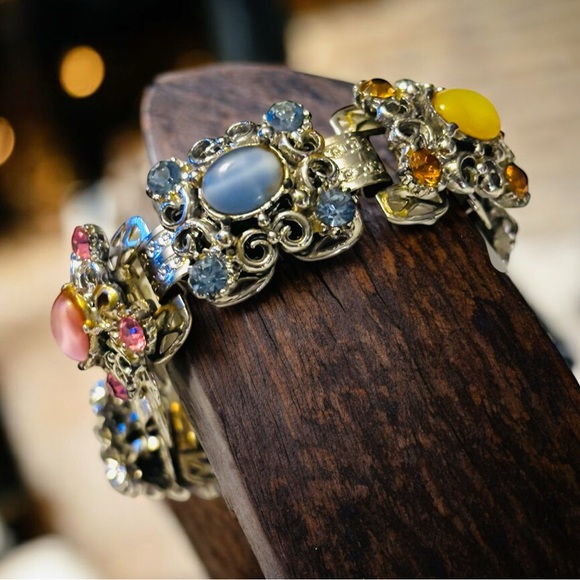 Multi-Color Silver tone Gemstone Bracelet - Picture 6 of 7